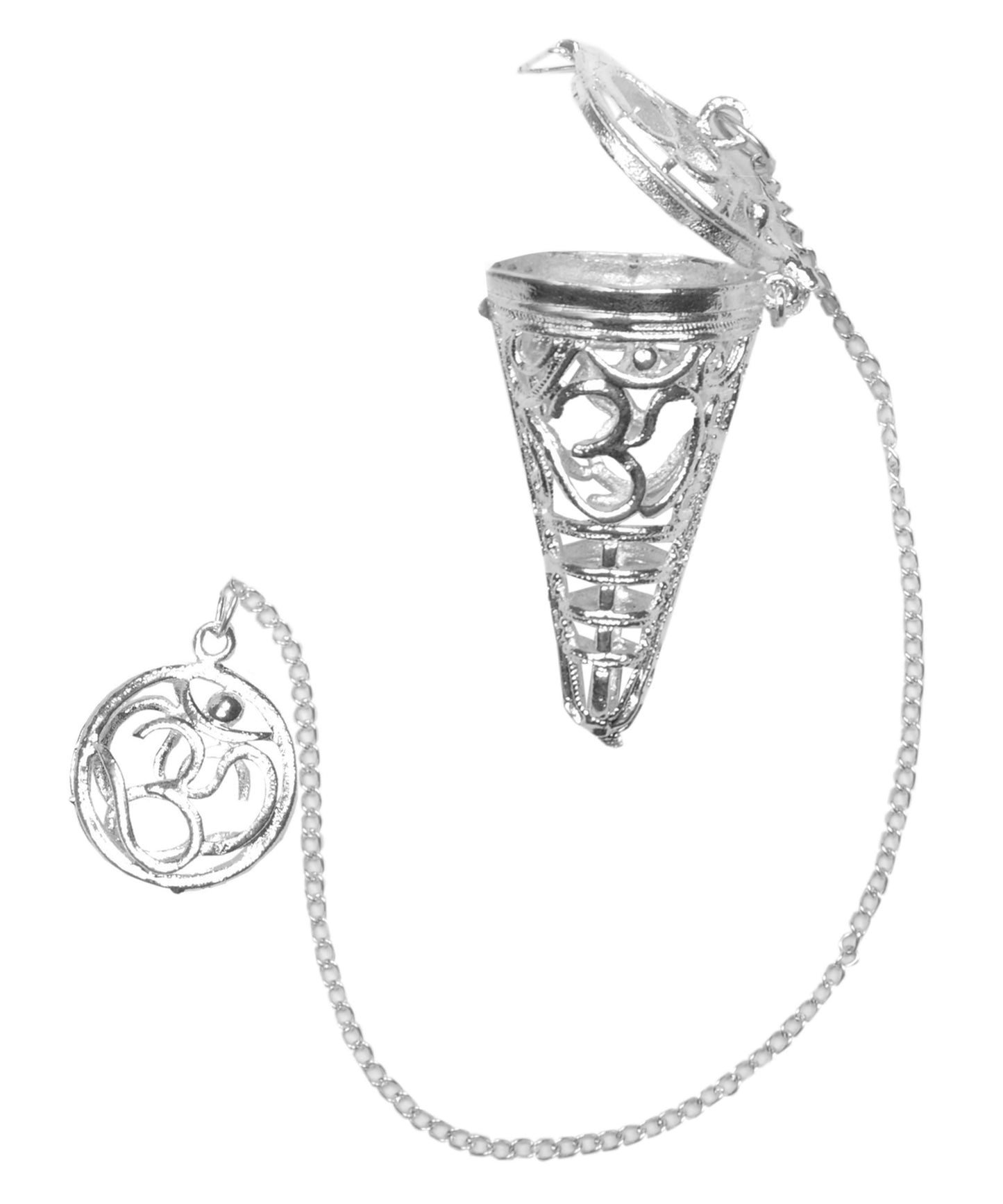 Seven Chakra Cage Aum Silver Pendulum