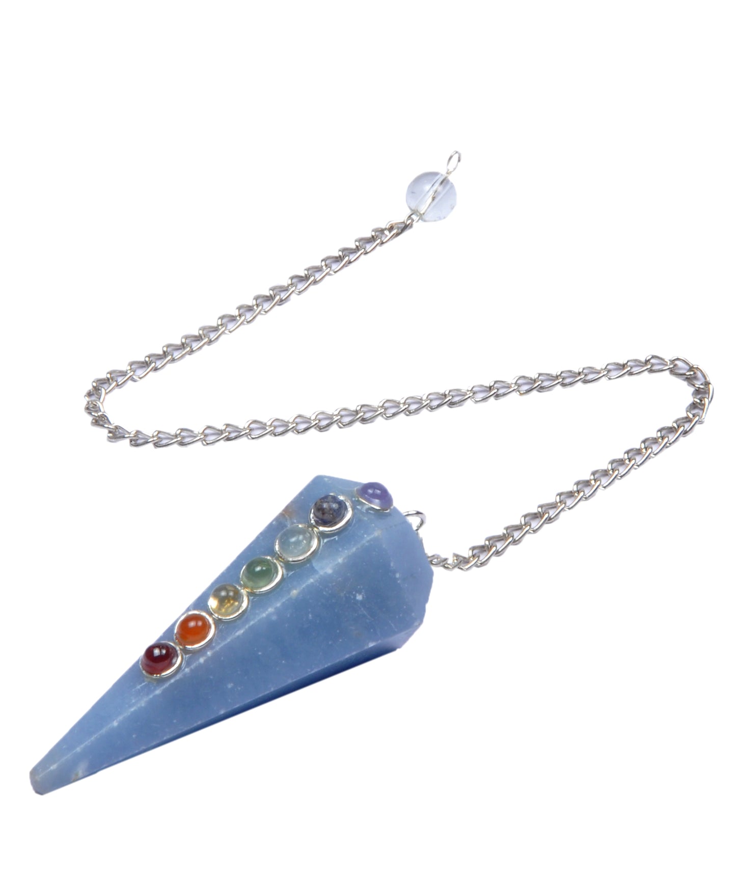 Angelite Seven Chakra Crystal Stone Pendulum Dowser Crystal Pendulum Reiki Healing Crystal