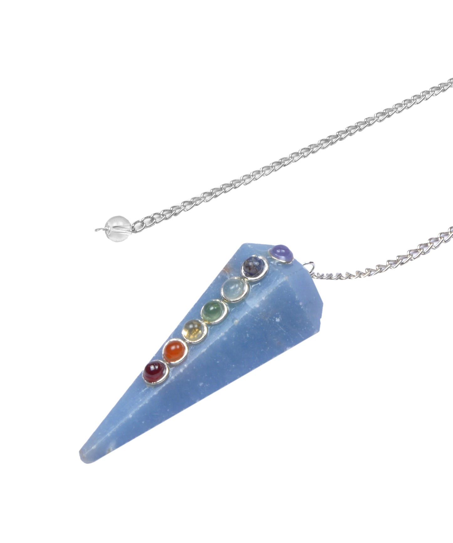 Angelite Seven Chakra Crystal Stone Pendulum Dowser Crystal Pendulum Reiki Healing Crystal