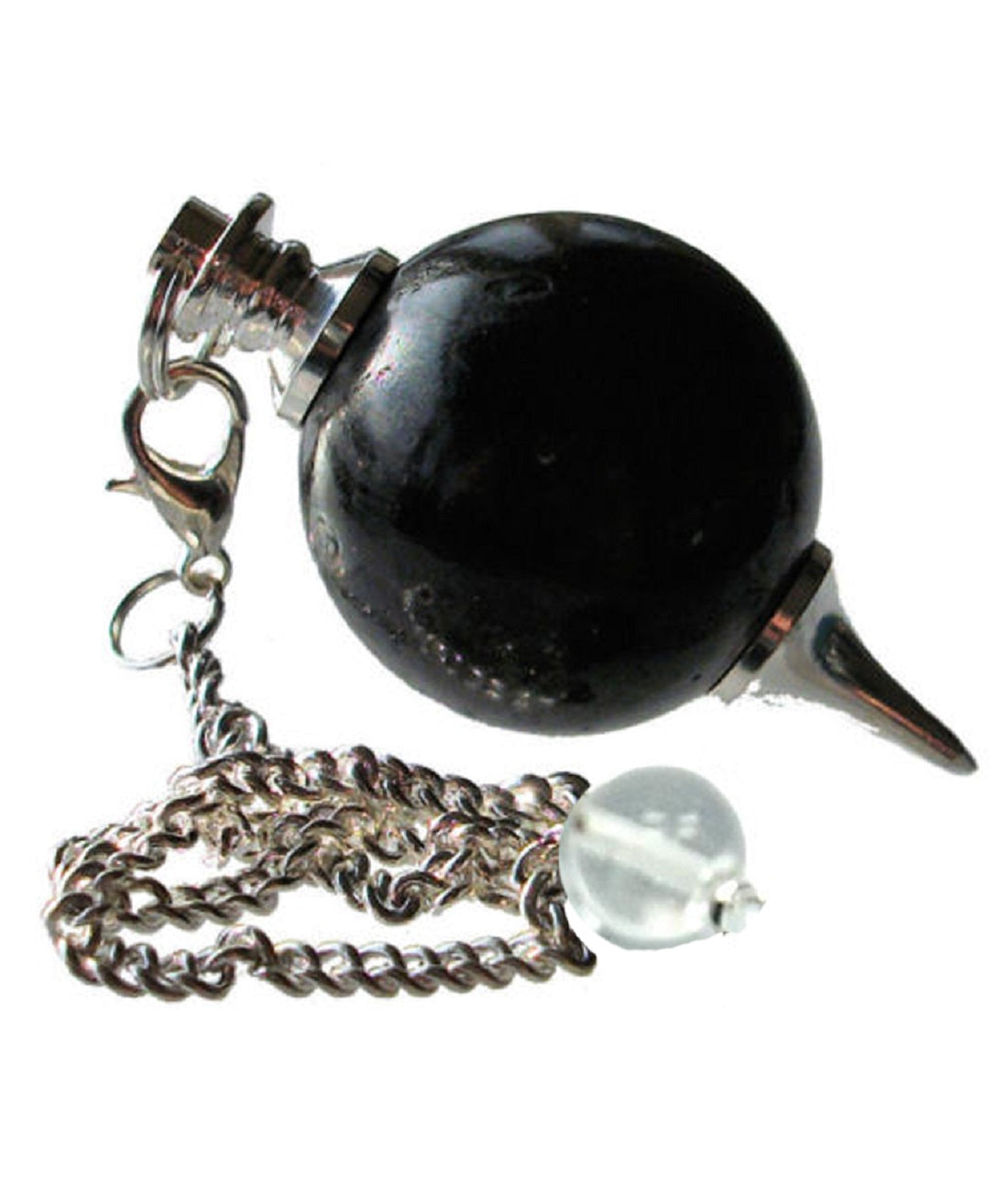 Black Tourmaline Ball Shaped Stone Pendulum Dowser Crystal Pendulum Reiki Healing Crystal