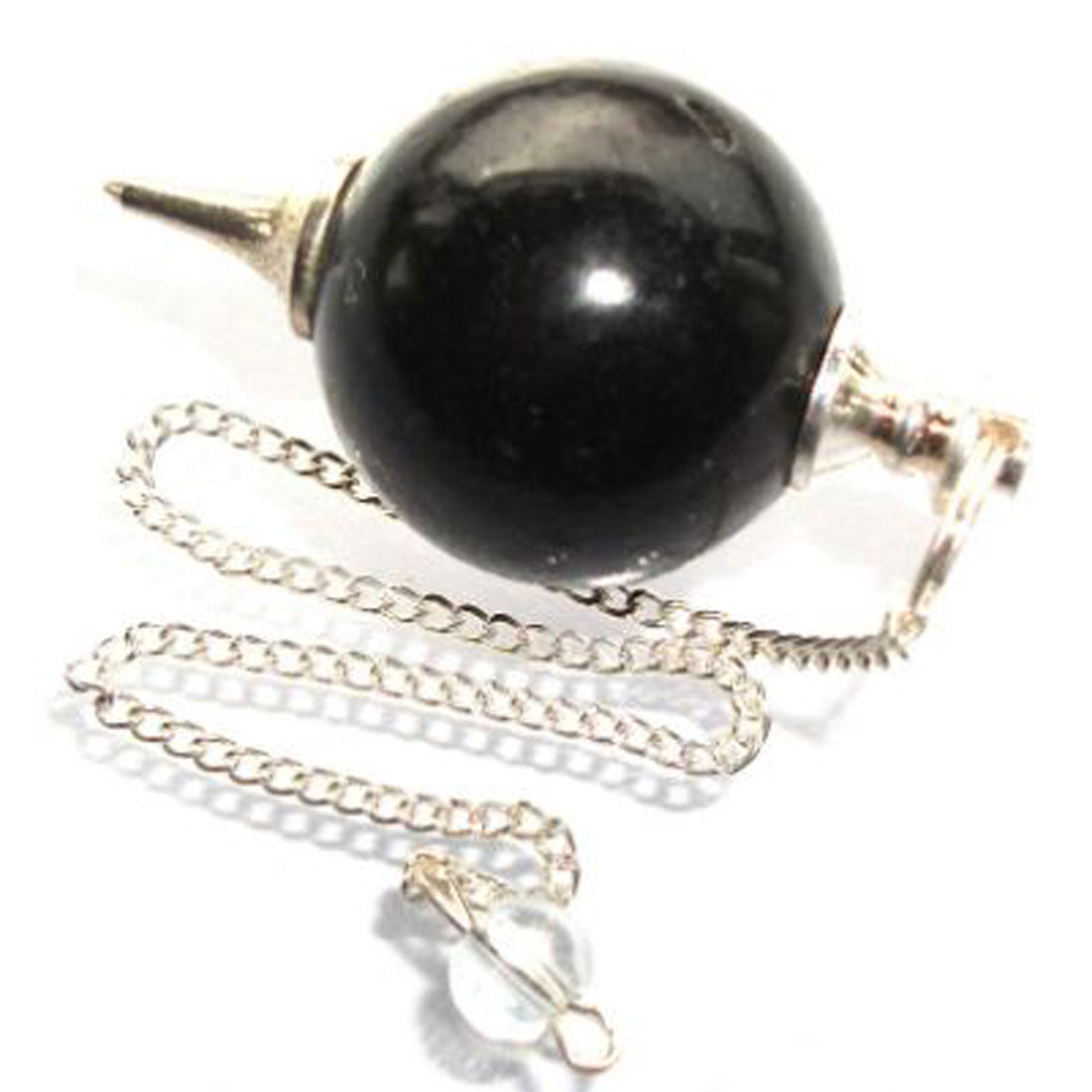 Black Tourmaline Ball Shaped Stone Pendulum Dowser Crystal Pendulum Reiki Healing Crystal