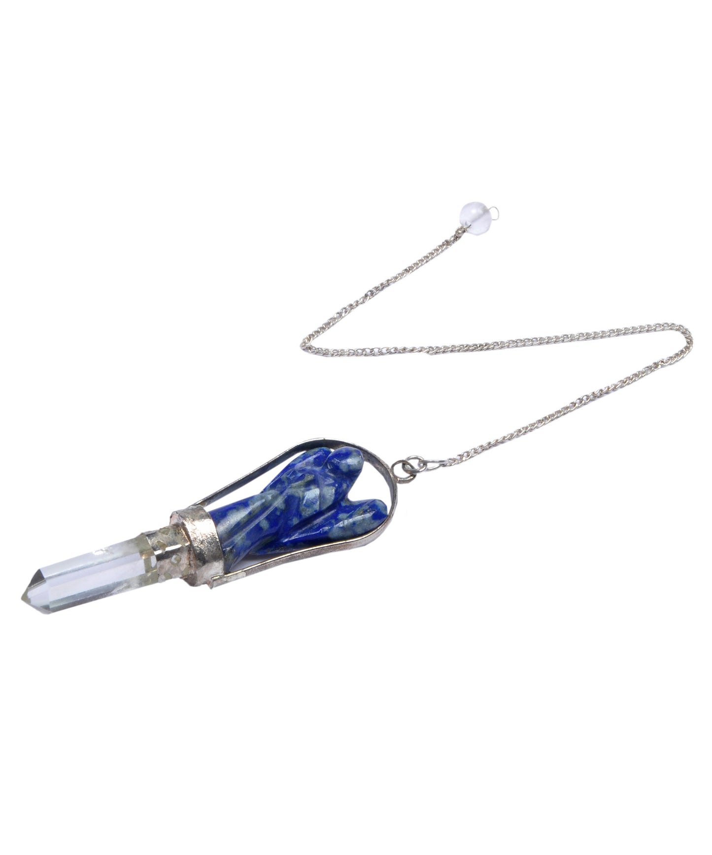 Blue Lapis Lazuli Angel Pendulum with Crystal Point