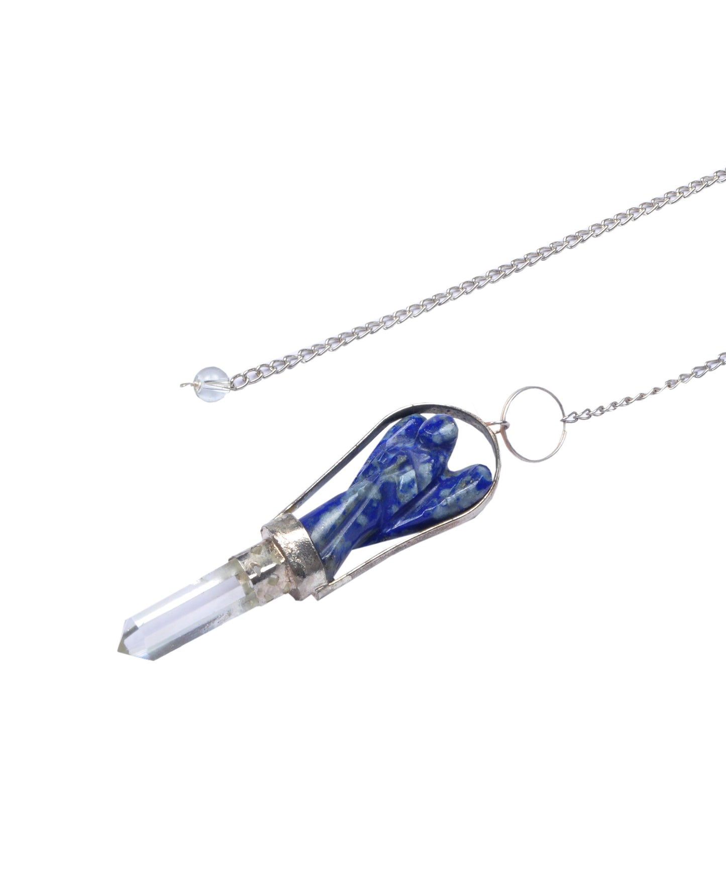 Blue Lapis Lazuli Angel Pendulum with Crystal Point