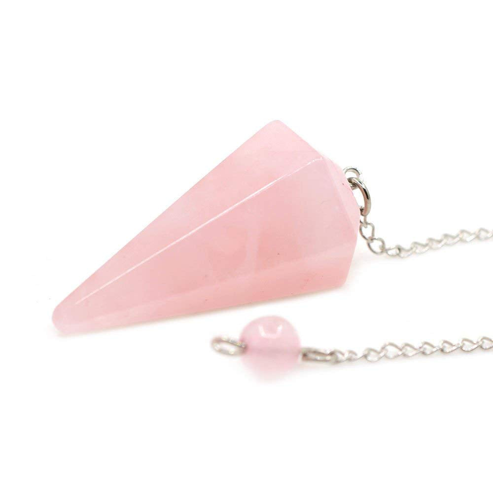 Rose Quartz Crystal Stone Pendulum Ball Dowser Crystal Pendulum Reiki Healing Crystal