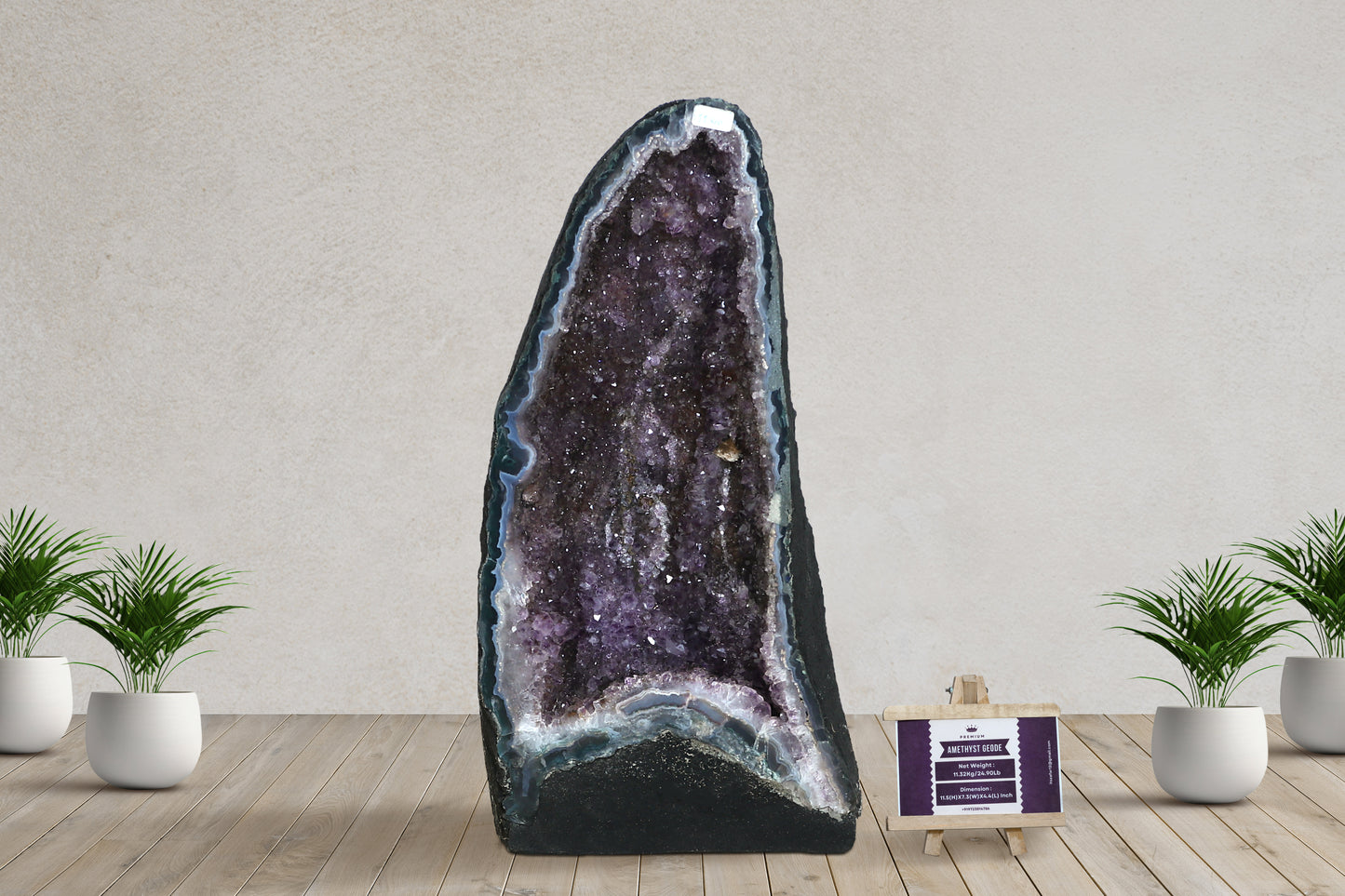 Amethyst Geode cathedral crystal cluster - 11.5(H)X7.4(W)X4.4(L) Inch(19.294Lb)