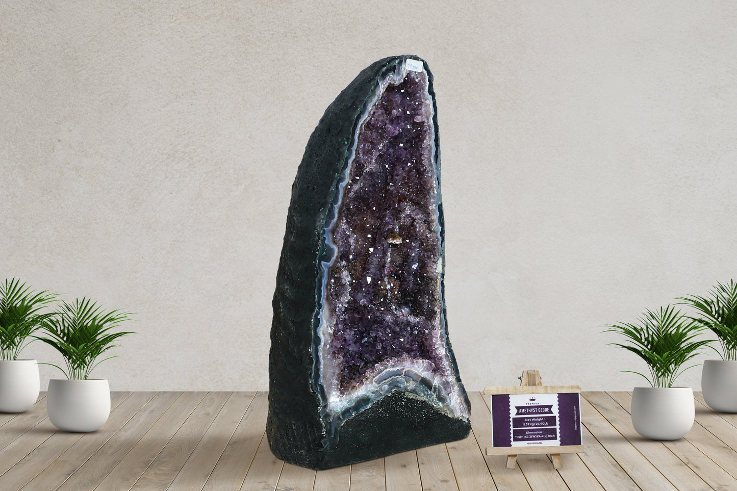 Amethyst Geode cathedral crystal cluster - 11.5(H)X7.4(W)X4.4(L) Inch(19.294Lb)