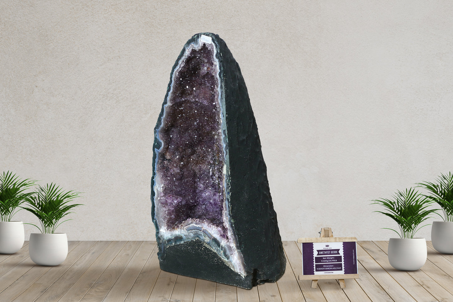 Amethyst Geode cathedral crystal cluster - 11.5(H)X7.4(W)X4.4(L) Inch(19.294Lb)