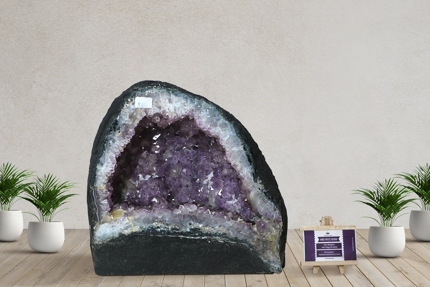 Amethyst Geode cathedral crystal cluster - 9(H)X8.5(W)X5.5(L) Inch(19.294Lb)