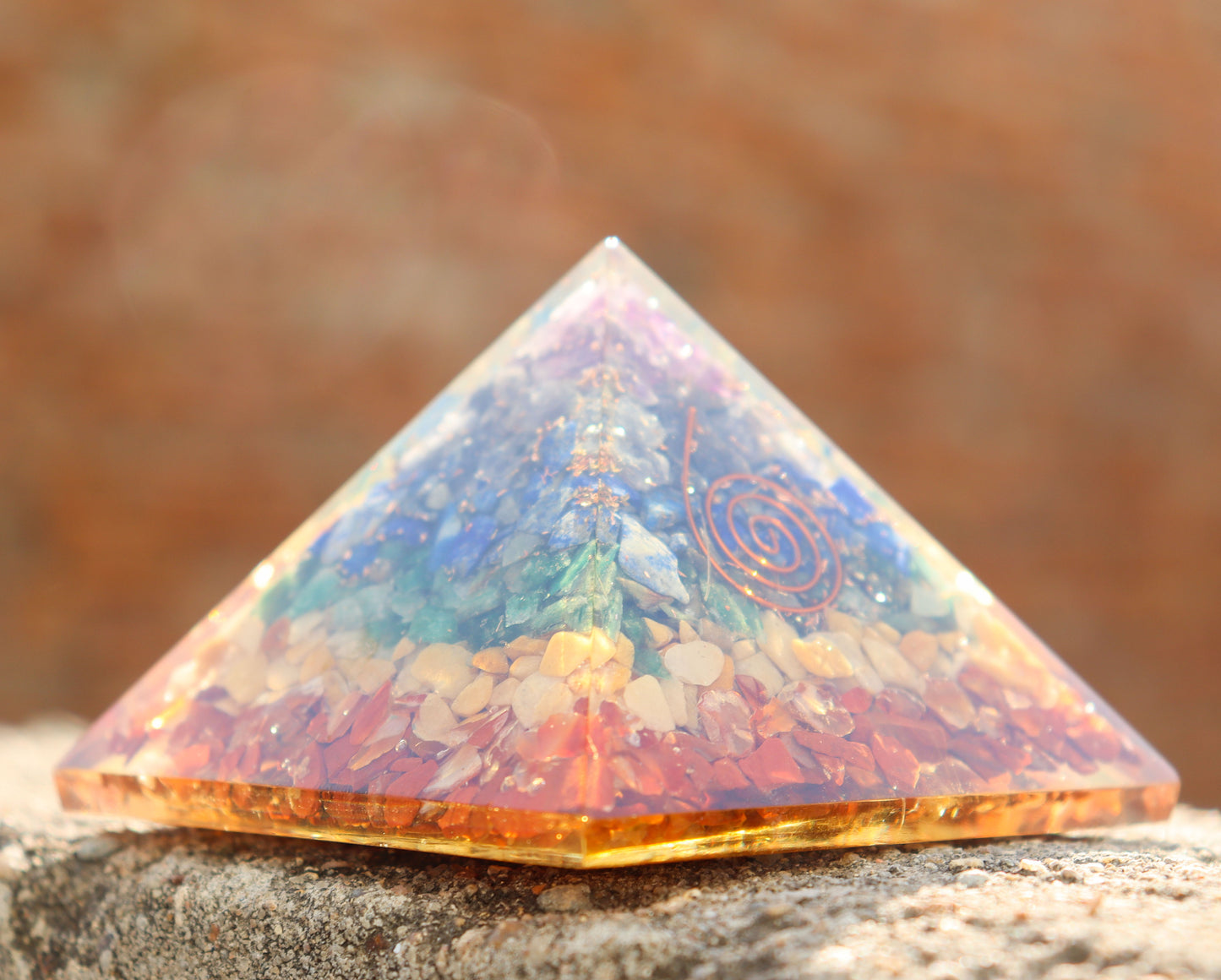 Seven Chakra Orgone Pyramid - Healing Energy Home Decor