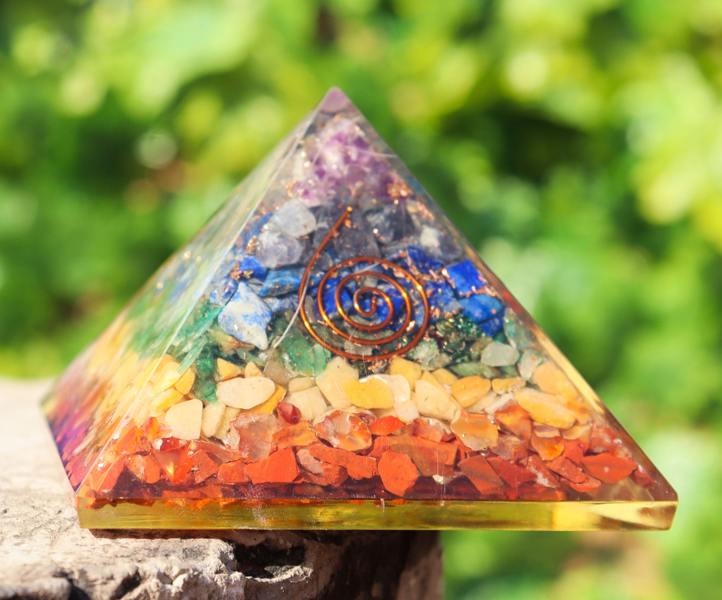 Seven Chakra Orgone Pyramid - Healing Energy Home Decor