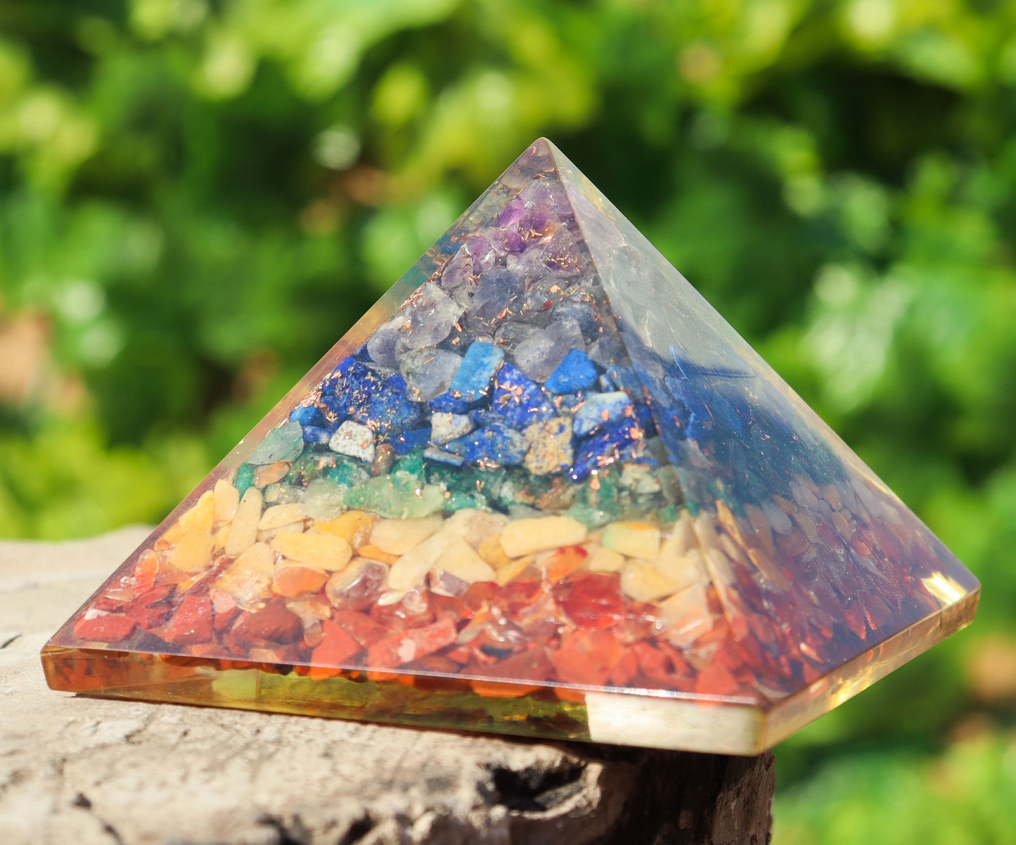 Seven Chakra Orgone Pyramid - Healing Energy Home Decor