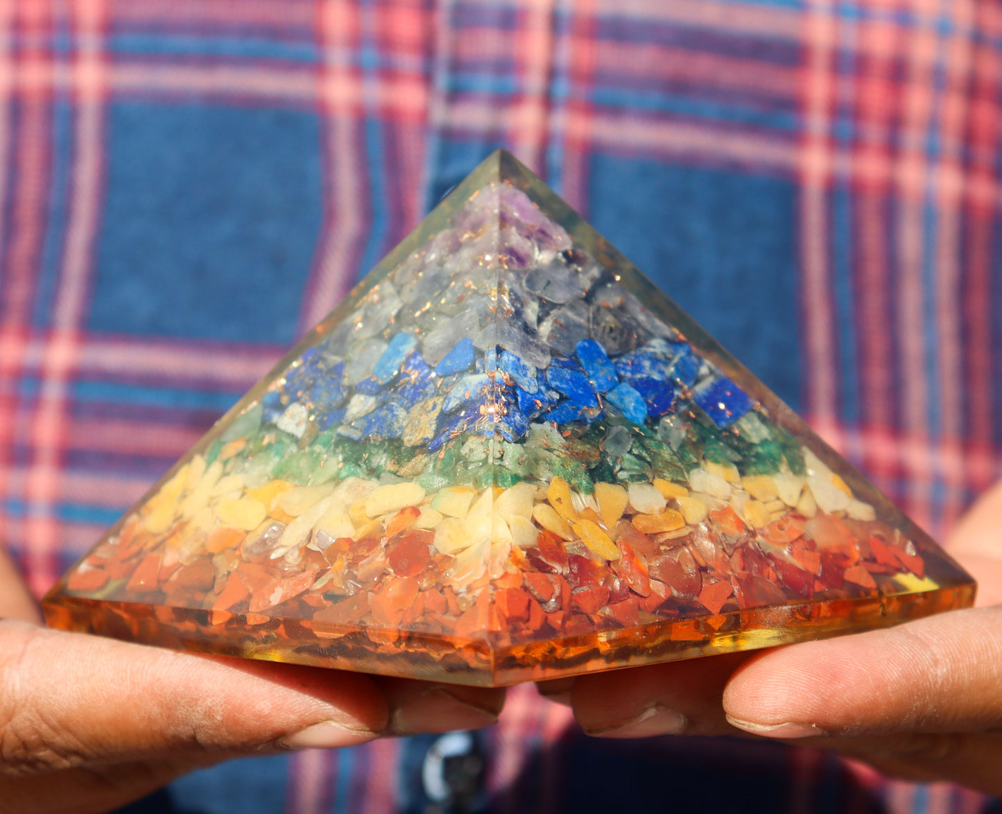 Seven Chakra Orgone Pyramid - Healing Energy Home Decor