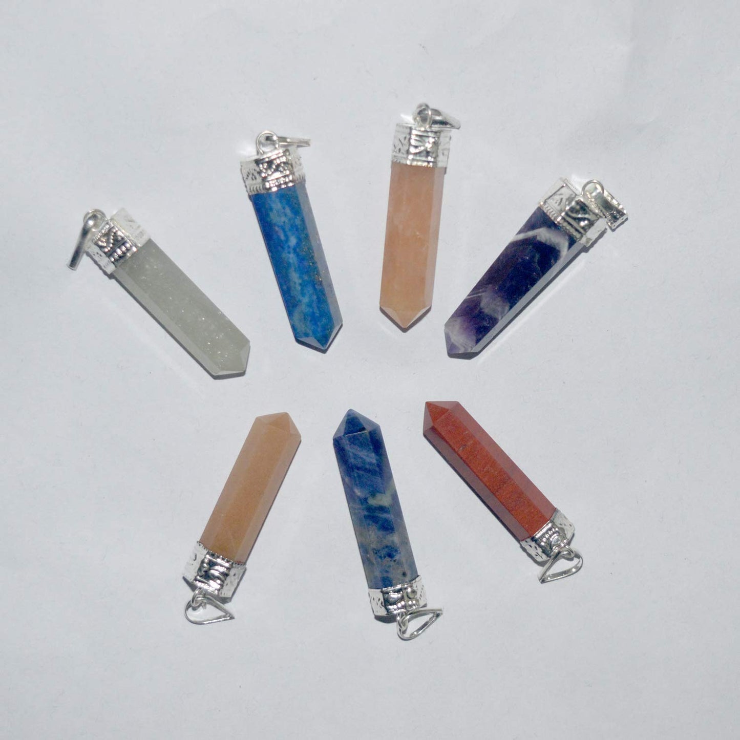 7 Chakra Pencil Pendant with Chain Pack of 7 Pieces