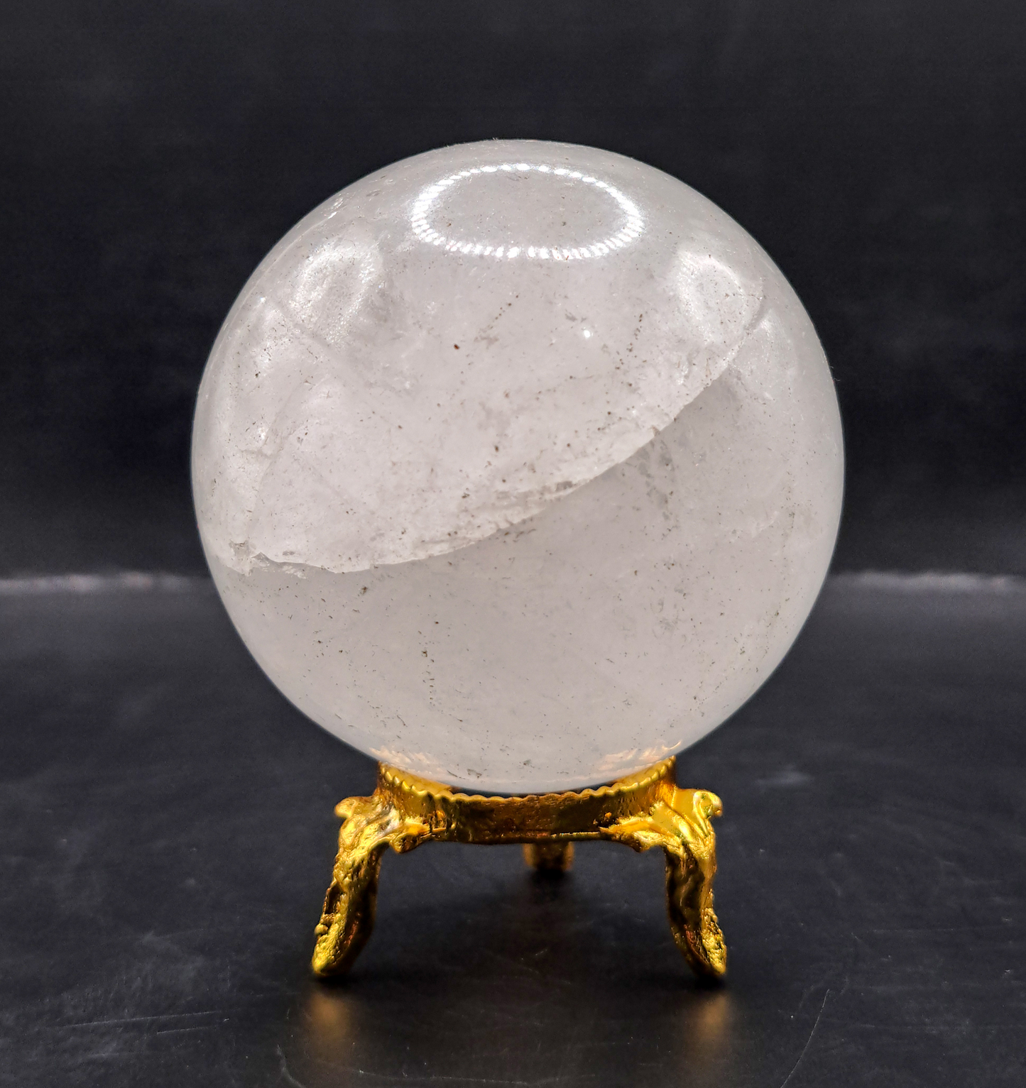 289g 64mm Natural Quartz Ice Crystal Sphere Quartz Healing Ball with Stand