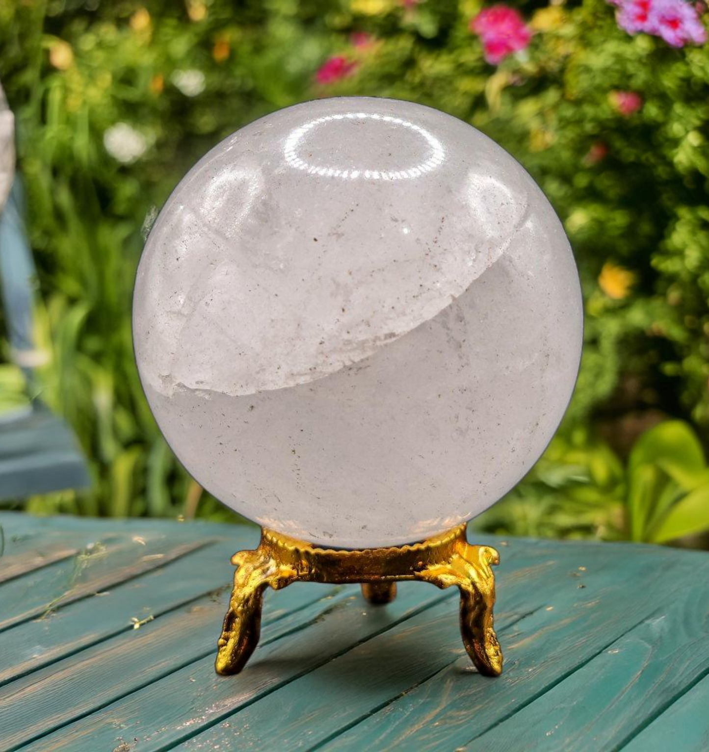289g 64mm Natural Quartz Ice Crystal Sphere Quartz Healing Ball with Stand