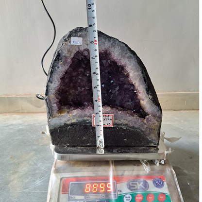 Amethyst Geode cathedral crystal cluster - 9(H)X8.5(W)X5.5(L) Inch(19.294Lb)
