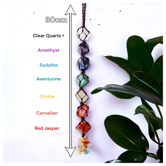 7 Chakra Wall Set, Chakra Wall Hanging - 7 Chakra Decor Tumbled Stone Natural Crystal Set Spiritual Home Decor Handmade Wellness Gift