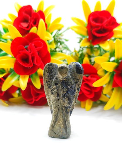 Pyrite Angel 2 Inches, Guardian Angels-Pack Of 1 with Velvet Pouch