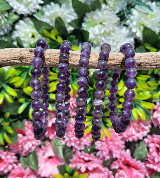 Purple Amethyst 08mm beads Bracelet