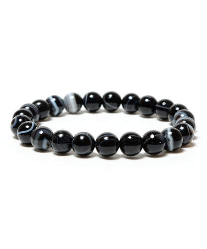 Black Banded Sulemani 8mm Beads Agate Gemstone Bracelet