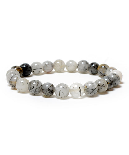 Black Tourmalated 08mm beads Bracelet