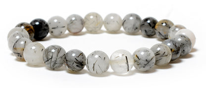 Black Tourmalated 08mm beads Bracelet