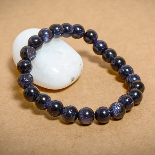 Blue Goldstone 8mm Beads Bracelet