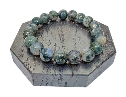 Moss Agate Gemstone 10mm beads Bracelet