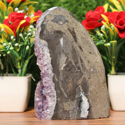 Amethyst Geode cathedral crystal cluster - 5.5X3.3X3.2 Inch(2.31Lb)