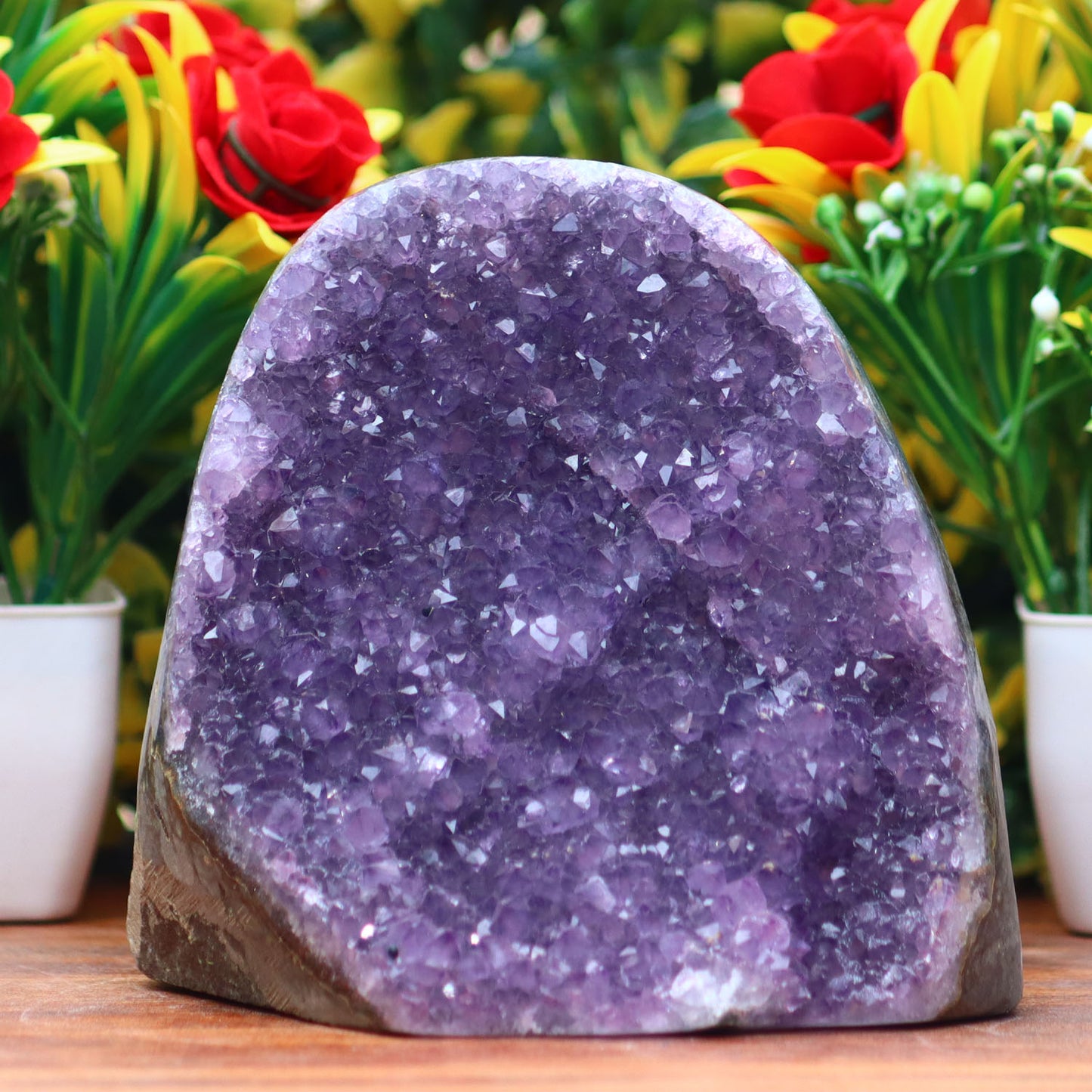 Amethyst Geode cathedral crystal cluster - 4.4X4.6X3.5 Inch(2.44Lb)