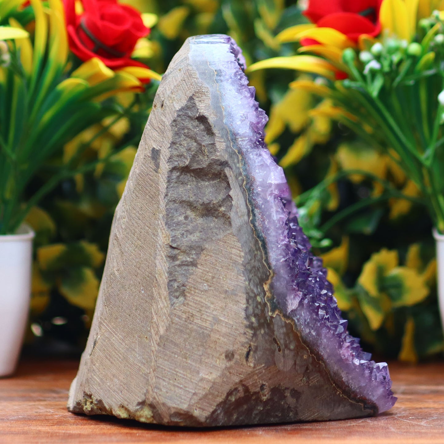 Amethyst Geode cathedral crystal cluster - 4.4X4.6X3.5 Inch(2.44Lb)