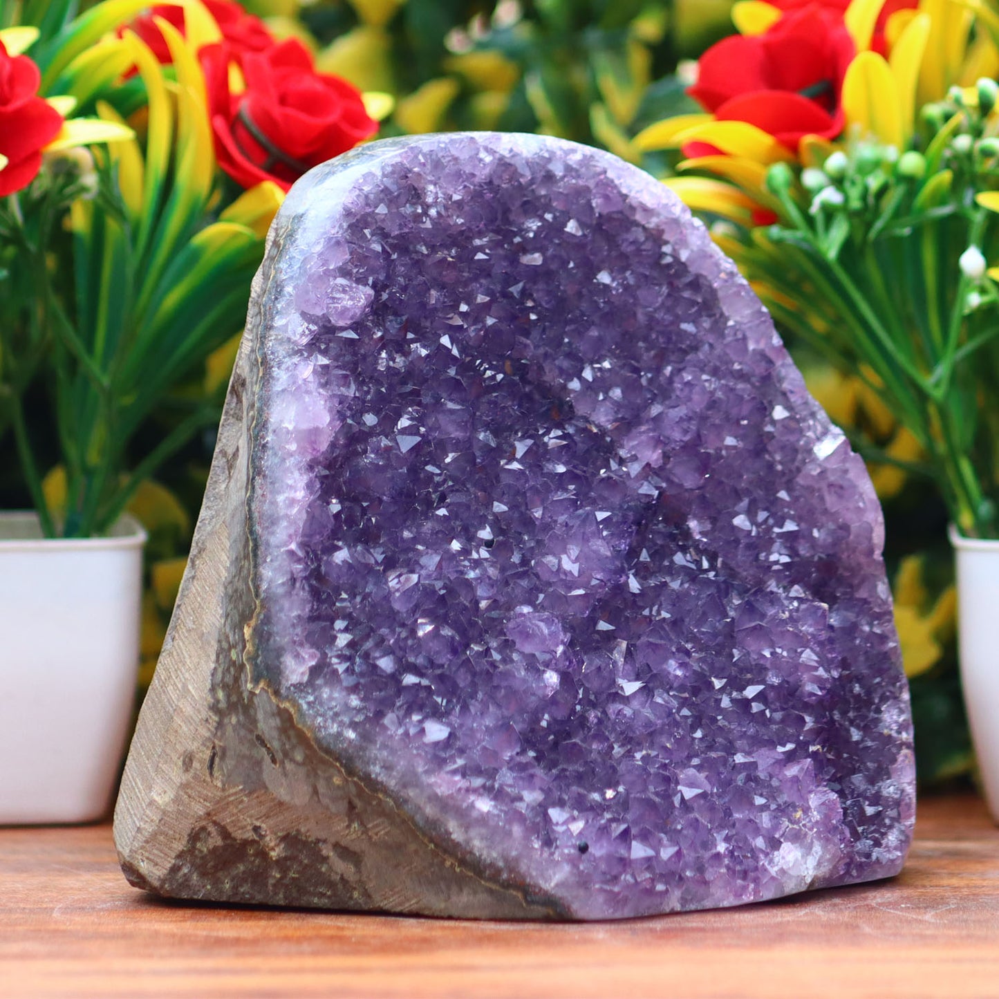 Amethyst Geode cathedral crystal cluster - 4.4X4.6X3.5 Inch(2.44Lb)