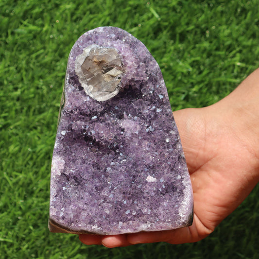 Amethyst Geode cathedral crystal cluster - 3.9X3.9X5 Inch(2.48Lb)