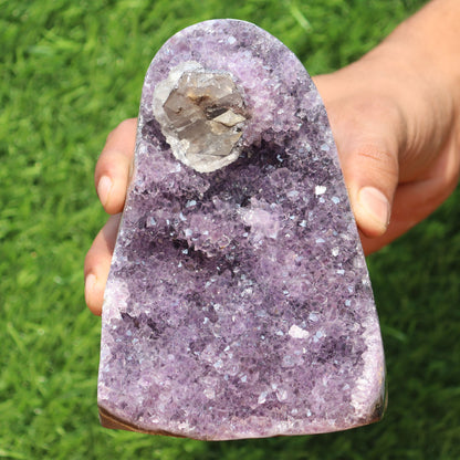 Amethyst Geode cathedral crystal cluster - 3.9X3.9X5 Inch(2.48Lb)