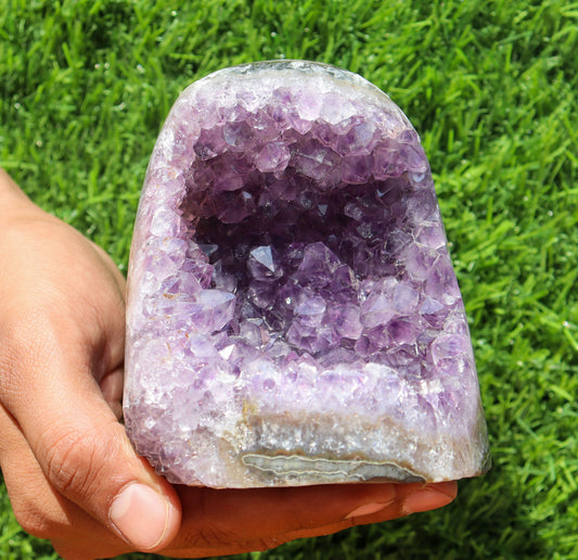 Amethyst Geode cathedral crystal cluster - 4.2X3.8X3.6 Inch(2.5Lb)