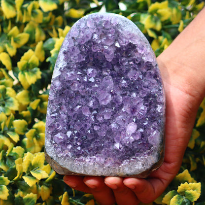 Amethyst Geode cathedral crystal cluster - 5.6X3.7X2.5 Inch(2.55Lb)