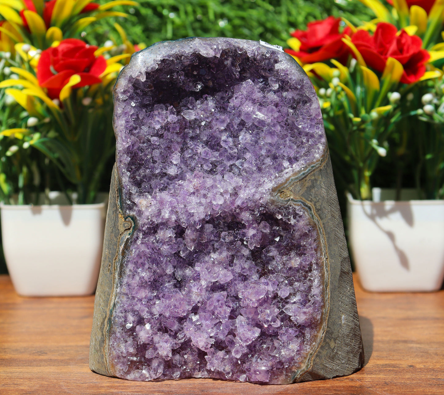 Amethyst Geode cathedral crystal cluster - 4.9X3.9X3.4 Inch(2.55Lb)