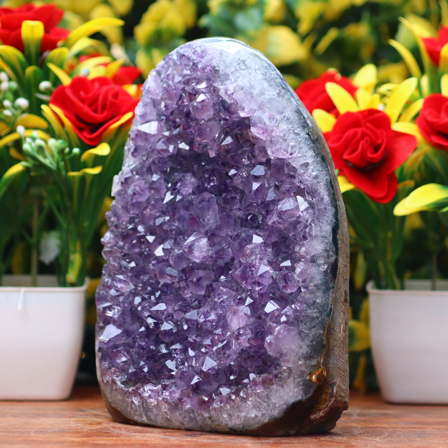 Amethyst Geode cathedral crystal cluster - 5.6X3.7X2.5 Inch(2.55Lb)