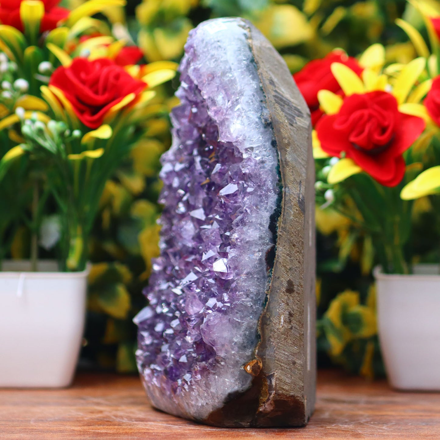 Amethyst Geode cathedral crystal cluster - 5.6X3.7X2.5 Inch(2.55Lb)
