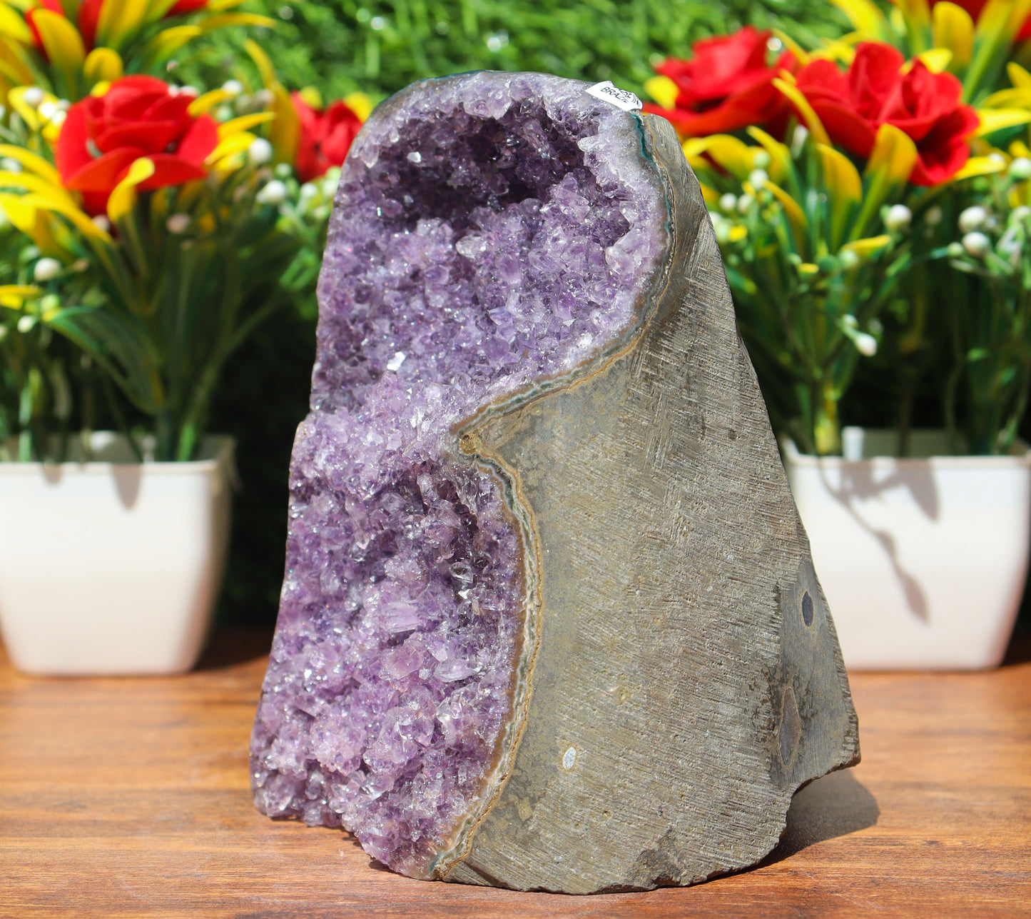 Amethyst Geode cathedral crystal cluster - 4.9X3.9X3.4 Inch(2.55Lb)