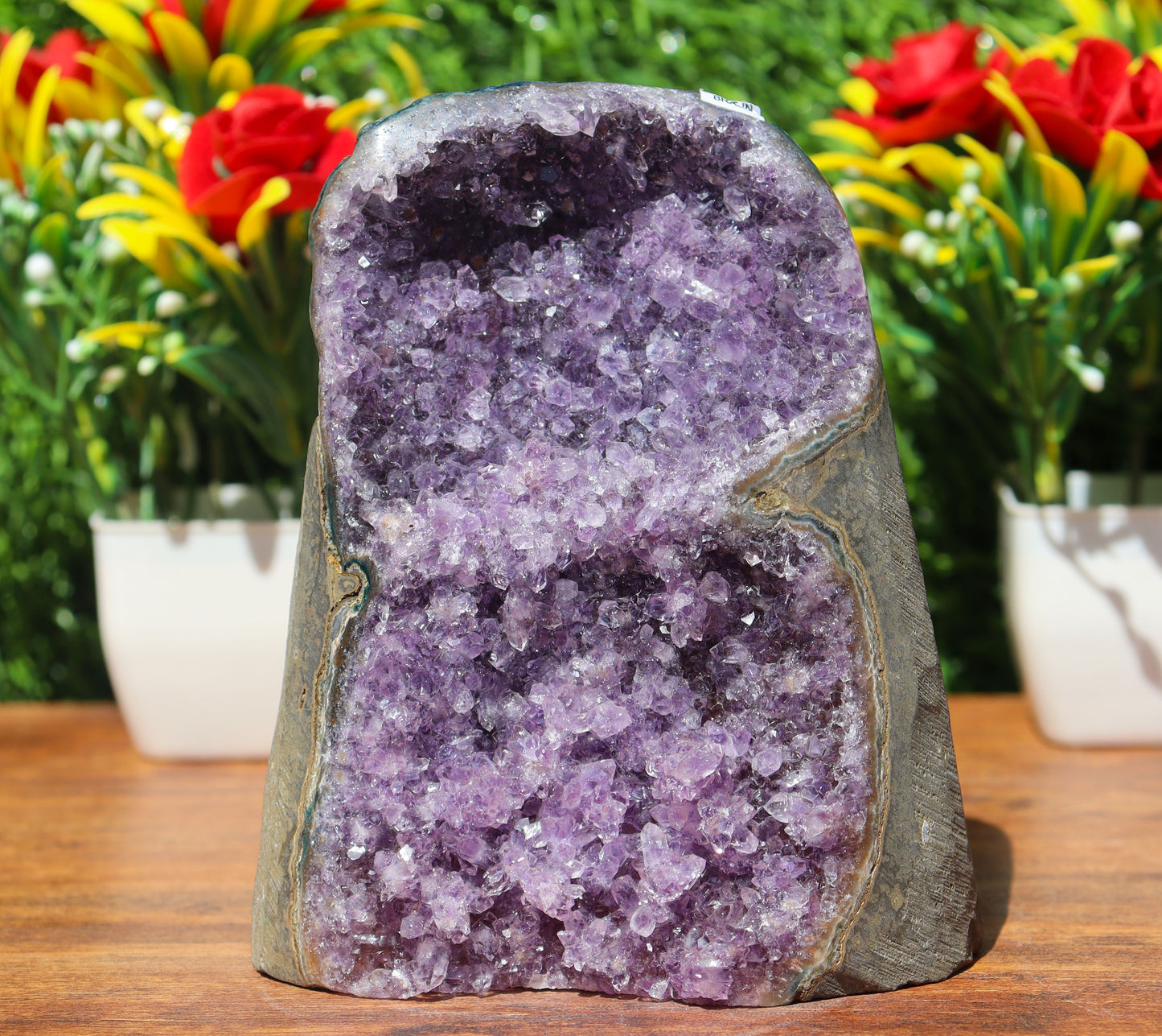 Amethyst Geode cathedral crystal cluster - 4.9X3.9X3.4 Inch(2.55Lb)
