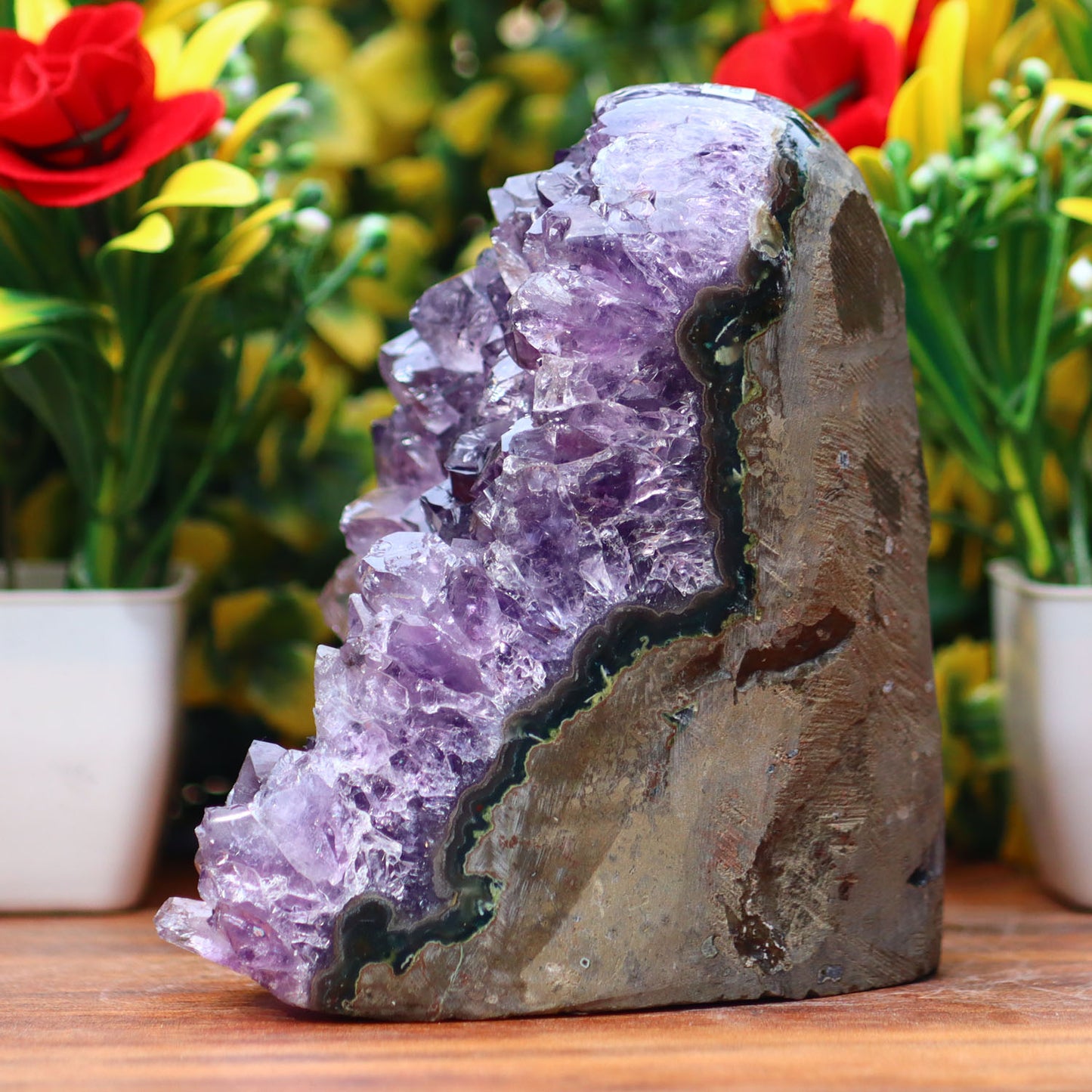 Amethyst Geode cathedral crystal cluster - 5X3.5X2.7 Inch(2.77Lb)