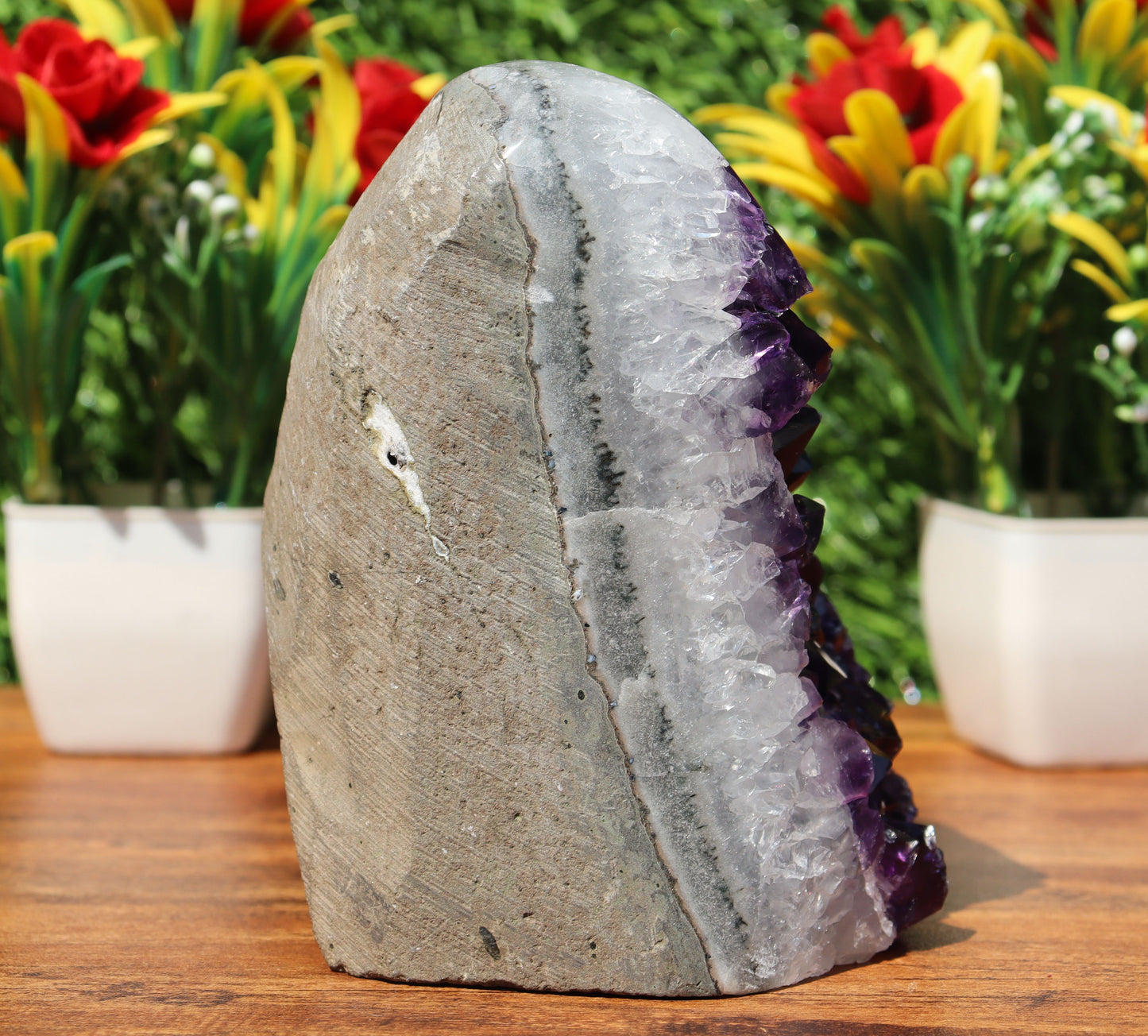 Amethyst Geode cathedral crystal cluster - 5X3.7X3.6 Inch(2.99Lb)