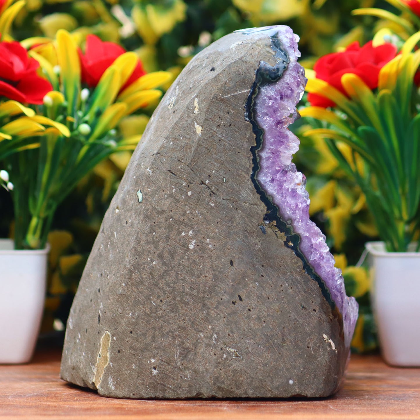 Amethyst Geode cathedral crystal cluster - 5.2X4X3.8 Inch(3.10Lb)