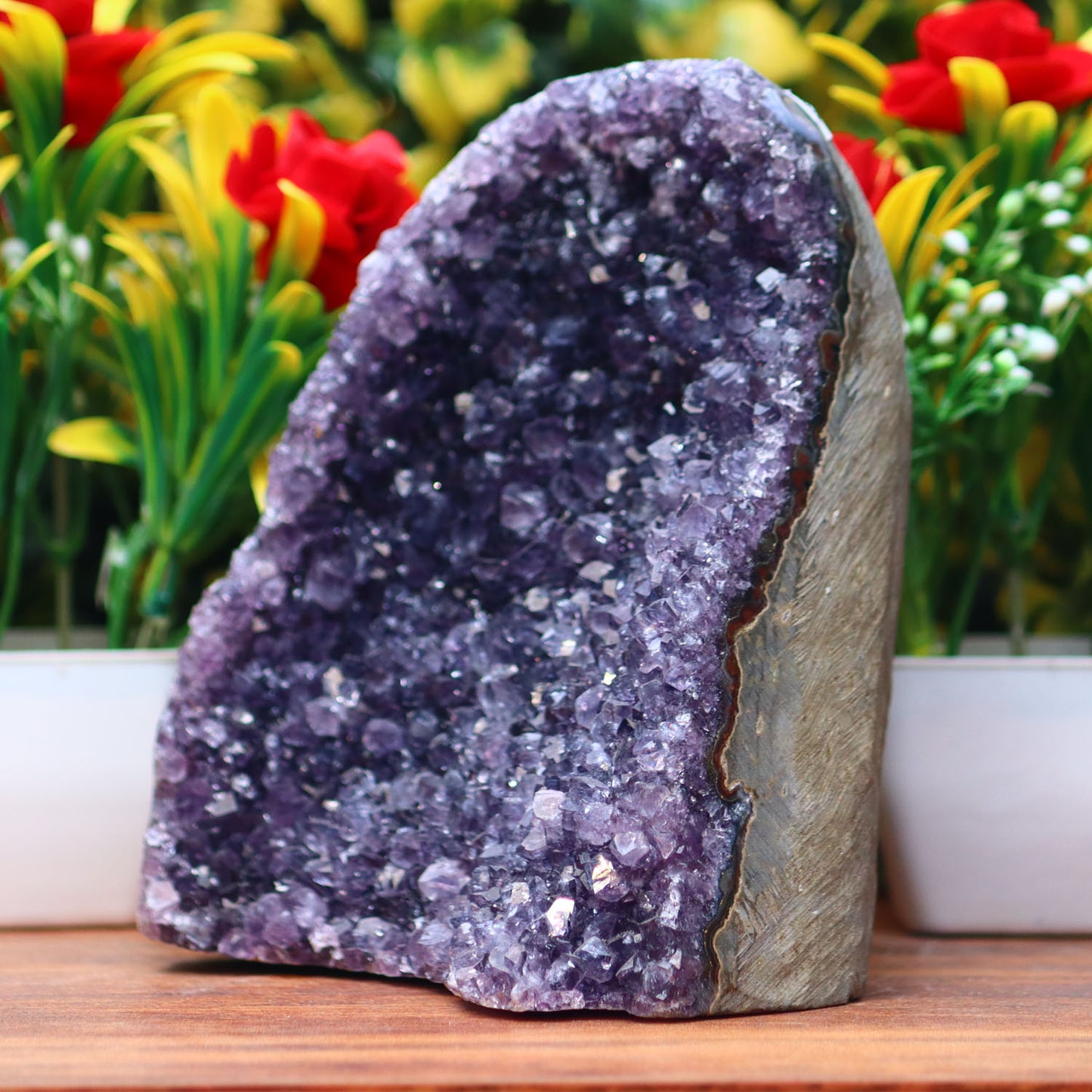 Amethyst Geode cathedral crystal cluster - 4.6X5.7X3.1 Inch(3.12Lb)