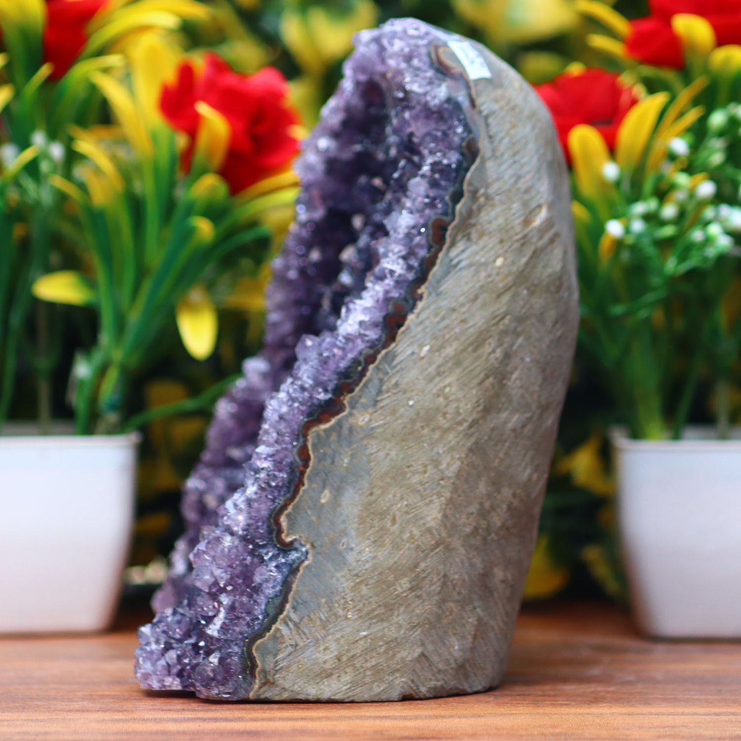 Amethyst Geode cathedral crystal cluster - 4.6X5.7X3.1 Inch(3.12Lb)