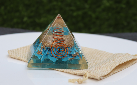 Turquoise Orgone Pyramid - Healing Energy Home Decor