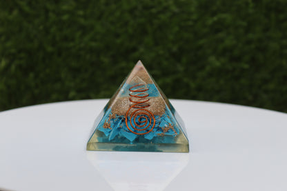 Turquoise Orgone Pyramid - Healing Energy Home Decor