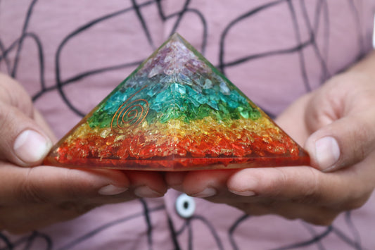 Seven(7) Chakra Orgone Pyramid - Healing Energy Home Decor