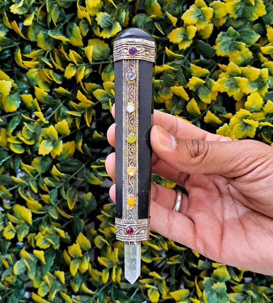 Black Tourmaline Seven Chakra Massage Wand